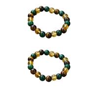 Vestamore 2 Pcs Natural Stone Bracelet Set, Handmade Adjustable Crystal Jewelry with Tiger Eye Stone and Green Aventurine, Couples Lucky Bracelet for Money Attraction and Balance Energy
