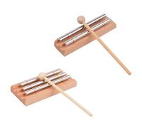 Vestamore 2 Pcs Percussion Instrument Chime Set, Clear Two-Tone & Three Tone Chime With Metal Tubes, Wood Base, Meditation Mindfulness