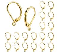 Vestamore 20 Pcs 925 Sterling Silver Golden Leverback Earring Hooks, Skin-Friendly French Hook Earring Clasps With Loop, Dangle Earring Findings For Diy Jewelry Making