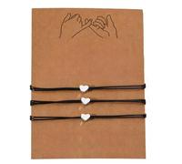 Vestamore 3 Pcs Pinky Promise Bracelets, Distance Matching Black Heart String Bracelet for Couples, Adjustable 7.1-12.6 in / 18-32 cm, Friendship Card Set for Best Friends and Loved Ones