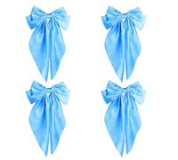 Vestamore 4 Pcs Hair Accessories for Women, Light Blue Big Satin Bow Hair Clips with Streamers, Elegant Ponytail Holder for Young Ladies