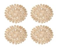Vestamore 4 Pcs Light Brown Round Corn Bran Placemats, 14.2 in / 36 cm, Handmade Rustic Wicker Boho Woven Table Mats, Natural Farmhouse Plate Charger, Heat Resistant Hot Pot Pad