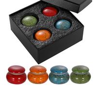 Vestamore 4 PCS Small Urns for Human Ashes, Ceramic Ash Container, 2 x 1.6 Inches Mini Keepsake Urn, Pet Funeral Ash Container, Decorative Memorial Urns with Box, 4 Colors for Memory