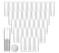 Vestamore 40 Pcs Plastic Coin Tubes, Clear Round Cases 4.5 x 0.98 in with Screw on Caps, Quarter Storage Holders for Coin Collection Supplies, Sorting, Accessories and Small Item Organization
