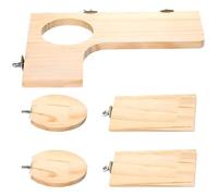 Vestamore 5 Pcs Hamster Platform, L-Shaped Wooden Rat Cage Platforms, 3.1 In Hole, Small Animal Climbing Steps, Natural Wood, Easy To Install