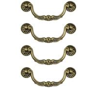 Vestamore 6.1 in Antique Bronze Drawer Pulls, 4 Pcs Vintage Style Handles for Cabinets and Dresser, European Retro Alloy with Flower Base
