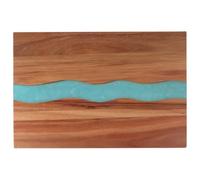 Vestamore Acacia Wood Decorative Cutting Board, Handcrafted Epoxy Resin Blue River Pattern, 11.8 x 7.9 in Rectangle Serving Board, Double-Sided Charcuterie, Unique Gift
