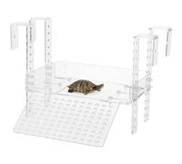 Vestamore Adjustable Turtle Dock, Hanging Turtle Basking Platform, Acrylic Transparent Turtle Terrace with Ramp, Fits Several Tank Sizes for Aquatic Turtles