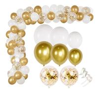 Vestamore Balloon Garland Kit, 178 Pcs, White and Gold with Confetti, Perfect for Parties, Anniversaries, Weddings, and Showers