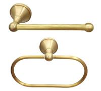 Vestamore Brass Bathroom Hardware Set, 2 Pcs With Oval Towel Loop And Toilet Paper Holder, New Chinese Style, Trumpet Base