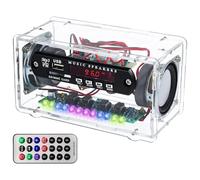 Vestamore Build Your Own Wireless 5.0 Speaker Kit With Acrylic Case, Fm Radio, And Sound-Activated Light Features