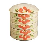 Vestamore Chinese-Inspired Ceramic Watercolor Mixing Tray with Lid, 5-Dish Set, Palette for Ink and Watercolor, Lightweight, Ideal for Artists