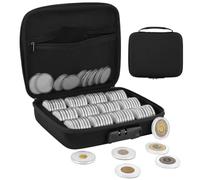 Vestamore Coin Collection Storage Case with 100 Transparent Coin Capsules, Multi Size Foam Gaskets, Waterproof Storage Case with Lock for Dime, Cent, Nickel, Quarter, Silver Dollar, Half Dollar