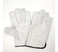 Vestamore Cowhide Work Gloves, 9.8-10.6 in Long, Split Leather Full Palm Unlined Gloves, Reinforced Stitching for Welding, Grinding, Cutting, Material Handling, White