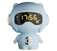 Vestamore Cute Wireless Clock Speaker, Robot Design, Alarm Clock, Night Light, Tf Card Functionality, Voice-Controlled, 5.3 X 4.9 X 6.3 In, Blue