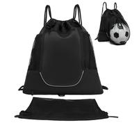 Vestamore Drawstring Backpack for Sports, Foldable Oxford Cloth Bag for Basketball Soccer and Volleyball, Black Gym Sack with Adjustable Straps for Travel, Versatile Athletic Gear Carrier