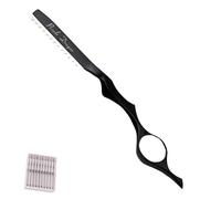 Vestamore Feather for Hair Styling and Thinning, Professional Texturizing Cutting with Black Metal Frame, 10 Replacement Blades, and Ergonomic Handle