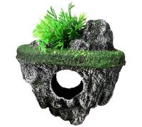Vestamore Floating Island Fish Cave, Aquarium Decor, Suspended Resin with Simulated Aquatic Plants, Grey-Black Avatar Aquarium Rock for Fish Tank