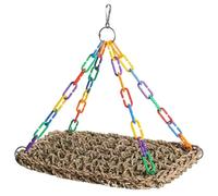 Vestamore Grass Reptile Hammock, Natural Woven Lizard Lounger for Bearded Dragons, 11 x 7.9 in, with Colorful Chain, Multi-Purpose Cage Decor