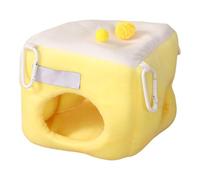 Vestamore Hamster Cave Bed with Tunnel, Hangable Crystal Super Soft Polyester Small Animal Hideout, Breathable Pet Guinea Pig House, Yellow White Plush Habitat for Chinchilla, Ferrets, Gerbil