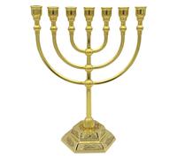 Vestamore Hand-Painted Traditional Menorah With 7 Branches, Jerusalem Candle Holder, Ideal For Prayer And Celebrations