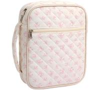 Vestamore Large Capacity Bible Case with Bowknot, Quilted Book Tote, 10.6 X 2.8 X 11.8 in Polyester Protector, Portable Book Cover for Christian