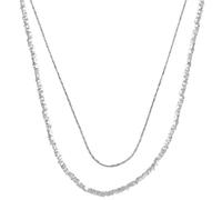 Vestamore Layered Necklaces for Women, 2 in 1 Silver Charm Necklace with 40 cm plus 5 cm Adjustable Alloy Chains, Minimalist Dual Layer Jewelry, Bright Everyday Shine