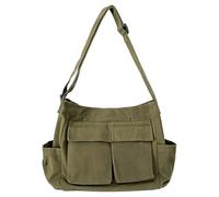 Vestamore Men's Canvas Messenger Bag, Large Crossbody Travel Bag with Multiple Pockets, Adjustable Strap, Lightweight Green, 11.8 x 7.9 x 3.9 in