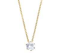 Vestamore Moissanite Necklace S925 Silver, 14K Gold Plated, 6 Prong Solitaire Pendant, Classic Round Cut, Adjustable 17.72 in Chain, Refined Minimalist Jewelry for Women