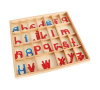 Vestamore Moveable Alphabet with Box and Blanket, Wooden Cursive Letters for Early Education, Red Consonants and Blue Vowels, Small Lowercase Letters, 13.6 x 13 x 1 in