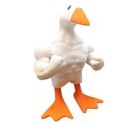 Vestamore Muscle Goose Statue with Strong Attachment Force Key Holder, AI-Generated Desk Goose Figurine, Funny Desk Decor, White Resin Animal Sculpture, Kawaii Room Decor, 6.23 x 4.33 in / 16 x 11 cm