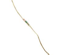 Vestamore Personalized Birthstone Bracelet for Women, Gold Box Chain Adjustable Hand Chain with 3 Rectangle Stones, 12 Month Theme Jewelry Gift for Mom Grandma, Birthday Present for Her
