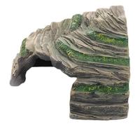 Vestamore Reptile Cave with Basking Platform for Lizards, Spiders, Turtles, 6.6 X 6.4 X 4.1 in Natural Resin Aquarium Decor, Safe Haven Climbing Ramp