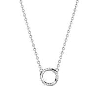 Vestamore S999 Sterling Silver Moebius Circle Necklace with Zirconia, Adjustable 17.72 in Chain, Circular Diamond Pendant for Women, Minimalist Jewelry for Daily Wear and Layering