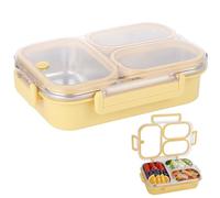 Vestamore Stainless Steel 3-Compartment Box With Leakproof Lid, Portable Metal Food Storage Container, Individual Silicone Rings, Perfect For Office, Picnic, Gym
