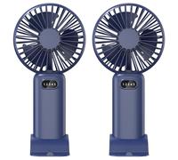 Vestamore Two Portable Handheld Fans, Compact Rechargeable Usb Pocket Fans, Three-Speed Adjustable, Potent Airflow, Detachable Stand, For Outdoor Activities, Dorm Rooms, Desks, Blue