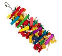 Vestamore Wood Bird Toy, 16.9 in Large, for Macaws and Parrots, Colorful Chew Design with Cotton Rope and Wooden Blocks, Helps Clean Teeth, Cage Hanging Entertainment