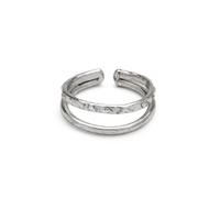 Vestopazzo 2 lines silver plated ring. Open ring, one size, adjustable size. Handmade craftsmanship. Nickel tested. Unisex, Sterling Silver, No Gemstone