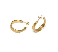 Vestopazzo Open Brass Hoop Earrings. Butterfly Closure. Diameter 2.8 cm Approx. Nickel Tested. Craftsmanship.DD16124, medium, Brass, No Gemstone