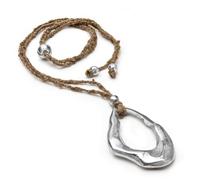 Vestopazzo Pendant necklace with raw silk thread brown and pendant drop fi 8 cm.Nickel tested.Craftwork,Unisex.AL04902, L, Silk, No Gemstone, Large