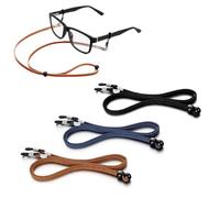Vestoryyer 3 Pcs Eyeglass Strap Chains,Sports PU Leather GlassesStrap Adjustable eyeglass neck rope, rope straps, glasses fixers,glasses straps for men,Universal leather eyeglass chain lanyard