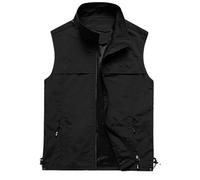 Vests for Men Fishing Quick Dry Vest Jackets with Pockets 2025 Utility Hiking Tactical Waistcoat Sleeveless Outerwear Chaleco para herramientas(Z01-Black, XXXXL)