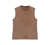 Vests for Men UK Clearance,Mens Round Neck Solid Color Tank Tops Summer Washed Cotton Retro Distressed Sleeveless T-shirt Casual Loose Comfot Running Vest Gym Athletic Workout Training Tank Top S-XXL