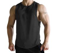 Vests for Men UK Plus Size Casual Sleeveless Fashion Tshirt Work Clothes Summer Basic Under Shirts Gym Workout Sports Training Muscle Holiday Beach Vest Tops Crew Neck Tank Tops Black