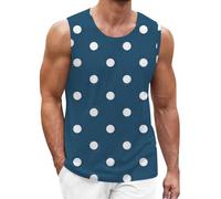 Vests For Men UK Polka Dot Gym Tank Tops Summer Sleeveless T-Shirt Round Neck Plain Sports Training Vest Lightweight Running Workout Tank Top Quick Dry Loose Fit Casual Basic Undershirt