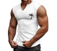 Vests for Men UK Sleeveless Athletic Muscle Bodybuilding Tank Tops Printed Comfy Lightweight Breathable Summer Shirts U Neck Work Out Shirts Casual Slim Fit Sport Running Vest T-Shirt Tshirts