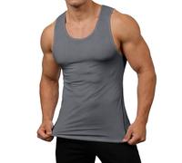 Vests for Men UK Sleeveless Solid Color Tank Tops Round Neck Lightweight Gym Vests Plus Size Soft Comfort Fit Athletic Singlet Mens Tops Tshirts Shirts for Workout Running Training