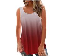 Vests for Women UK Clearance, Ladies Summer Gradient Tops Longline Blouse Sleeveless Scoop Neck Tank Tops Casual Henley Shirts Pleated Tees Loose Fit Flowy Shirt Curved Hem Camisole Streetwear