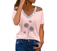 Vests for Women UK Womens Tops Casual V Neck Tshirts Puff Sleeve Summer Tops Tunic Blouse Short Sleeve Tops for Women UK Plus Size Cotton Tops for Women UK Basic (Pink, XL)