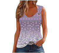 Vests Tops for Women UK Casual Summer Basic Sleeveless Tank Top Love Heart Print Blouse Loose Fit Going Out Top Longline V Neck Tee Sale Clearance